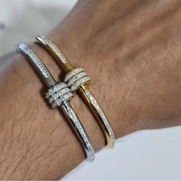 Classic 10k Gold Plated Cz Diamond Bangle bracelet - Picture 16 of 16